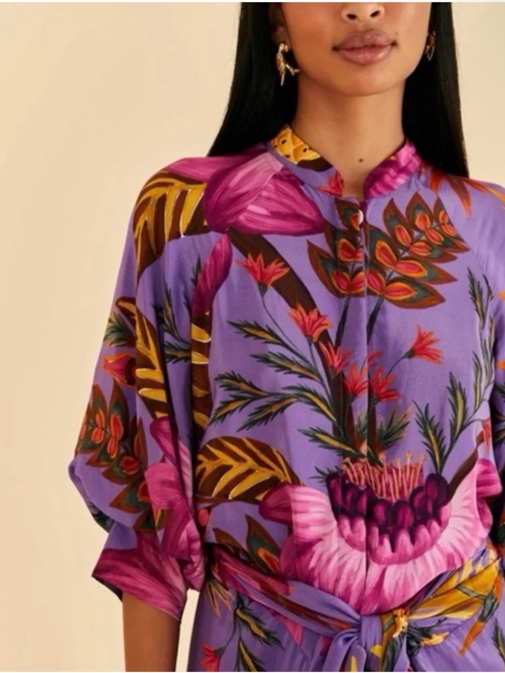 FARM Rio Vivid Lavender Floral Midi Dress